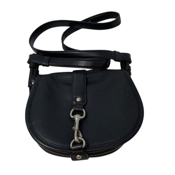 Michael Kors Jamie Black Leather Saddle Crossbody Bag - Picture 1 of 10